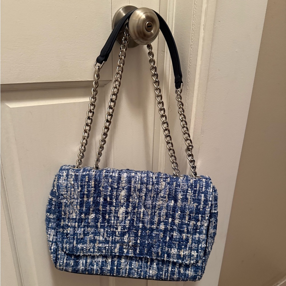 Kate Spade Blue Tweed Chain Shoulder Bag